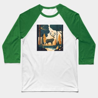 Deer in a Forest Scene Baseball T-Shirt